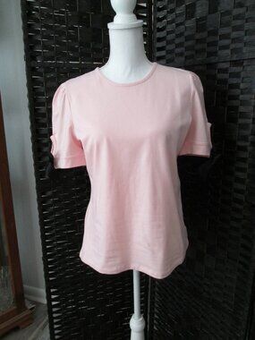 Elizabeth McKay Pink w/Black Bows Avat Shirt NWT Sz M
